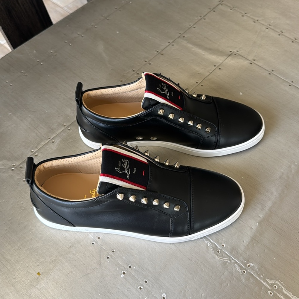 Christian Louboutin f.a.v. fav fique black women sneaker trainer flat sz 39.5 - Picture 2 of 12